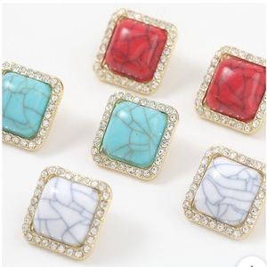 turquoise alloy square earrings